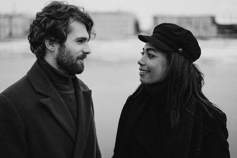 Cozy couple enjoying a date night at home