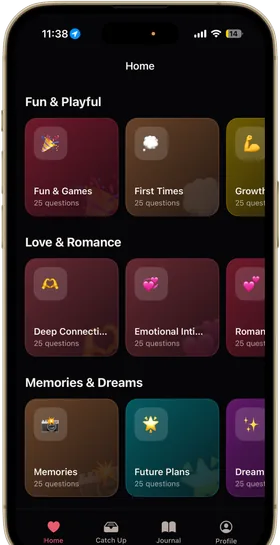 The Lovely app home screen showing decks of questions
