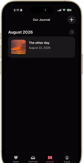 The shared journal in the Lovely app